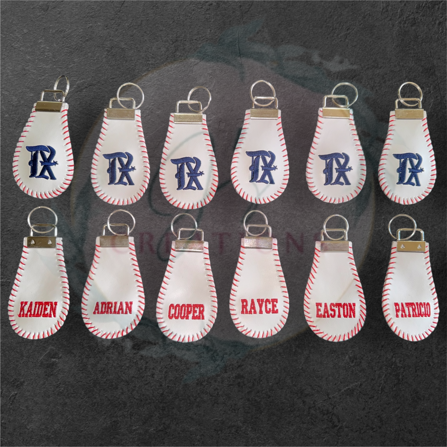Embroidered baseball keychain