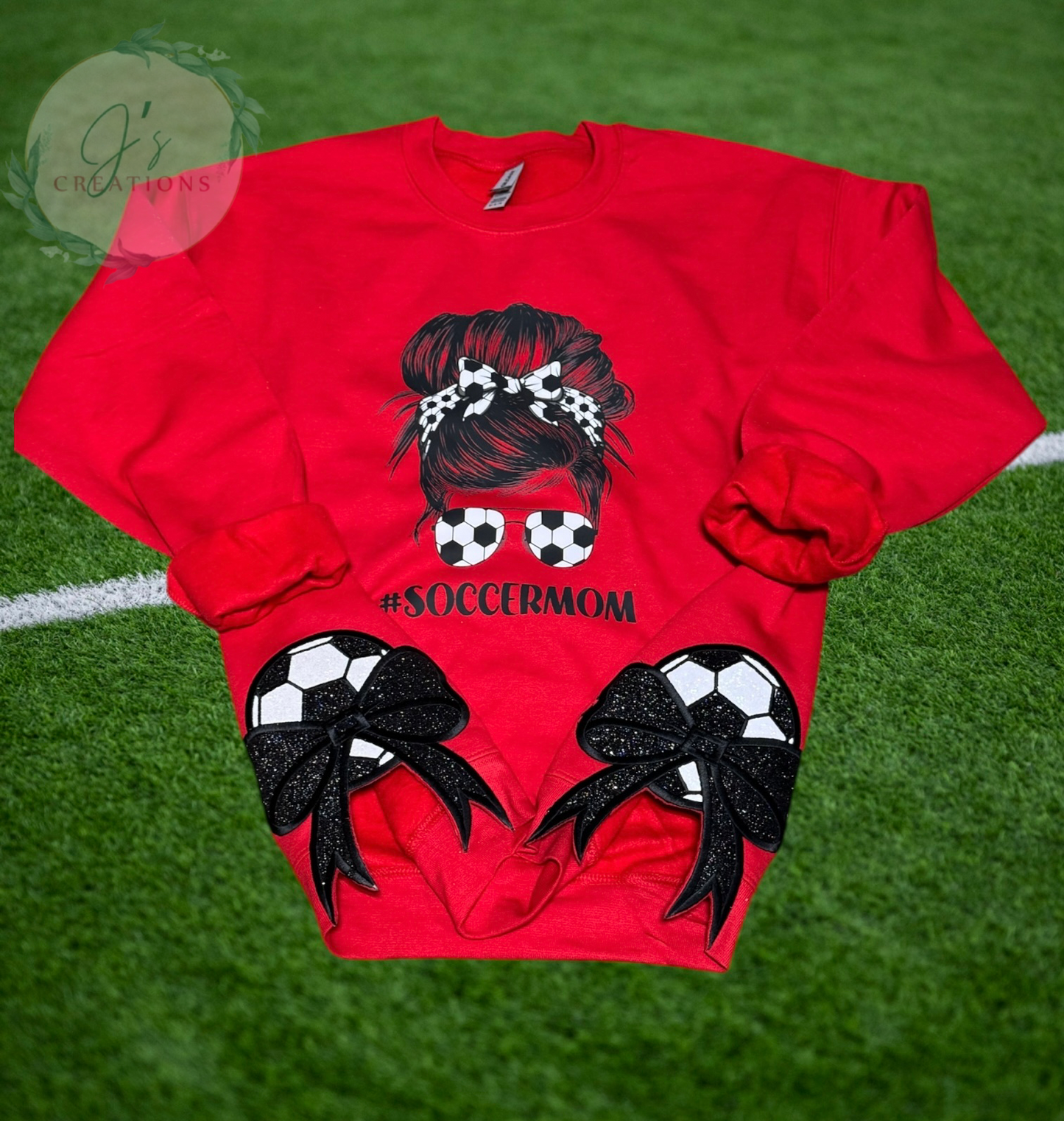 Soccer mom sweatshirt split embroidery