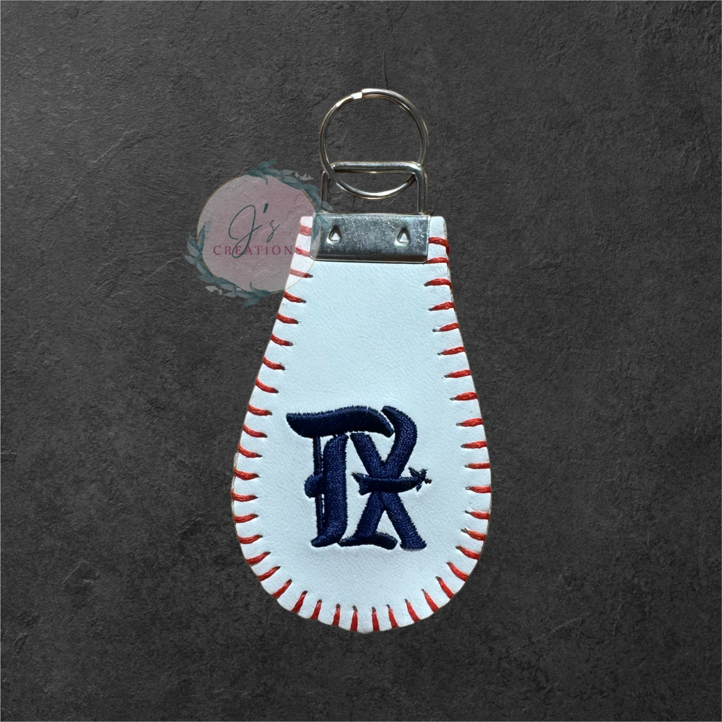 Embroidered baseball keychain