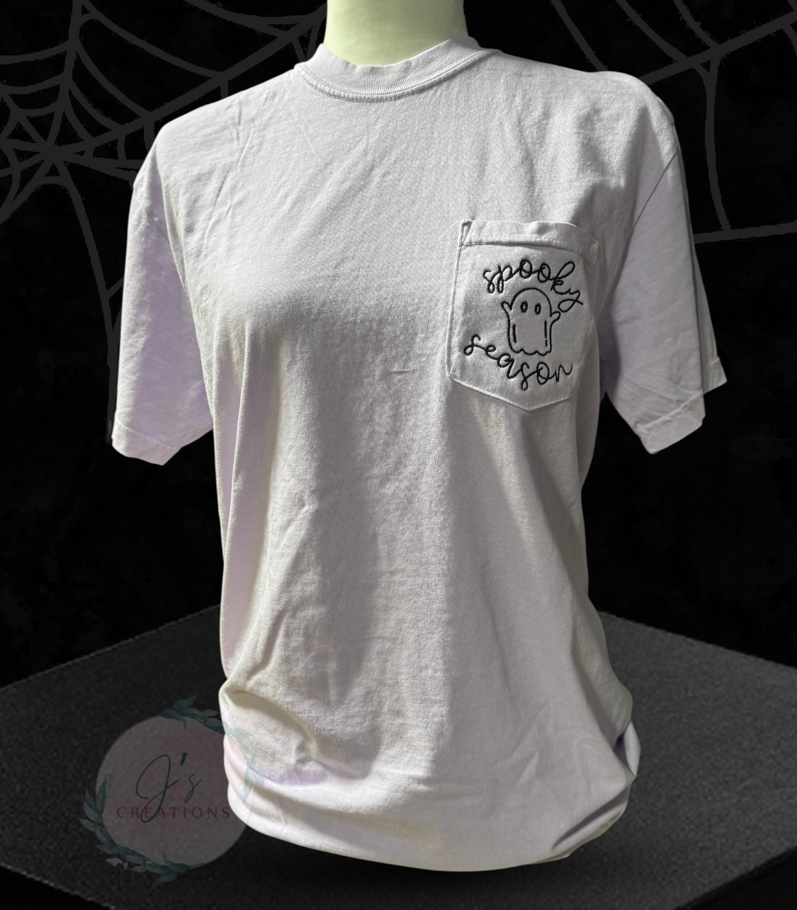 Comfort Colors Pocket Tee – Spooky Season Embroidered Shirt
