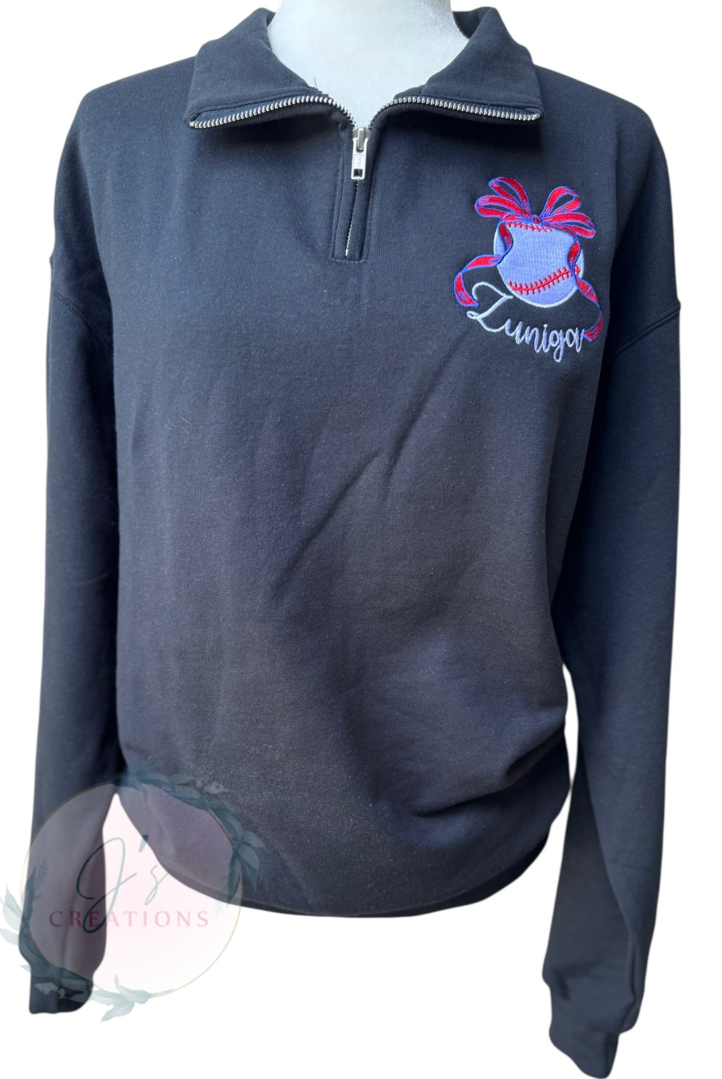 Embroidered Sports Sweatshirt with Coquette Bow