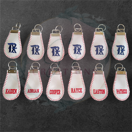 Embroidered baseball keychain