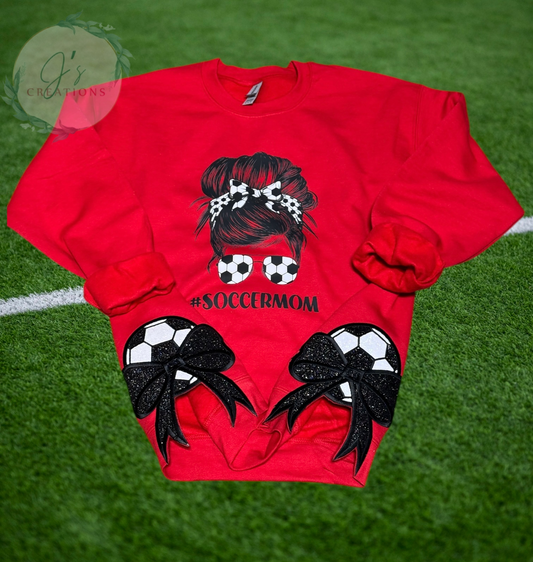 Soccer mom sweatshirt split embroidery