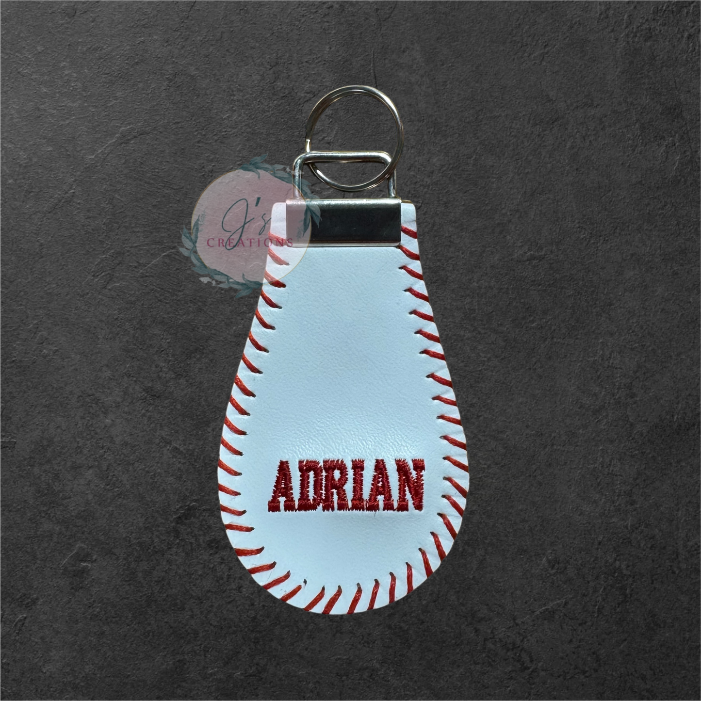 Embroidered baseball keychain