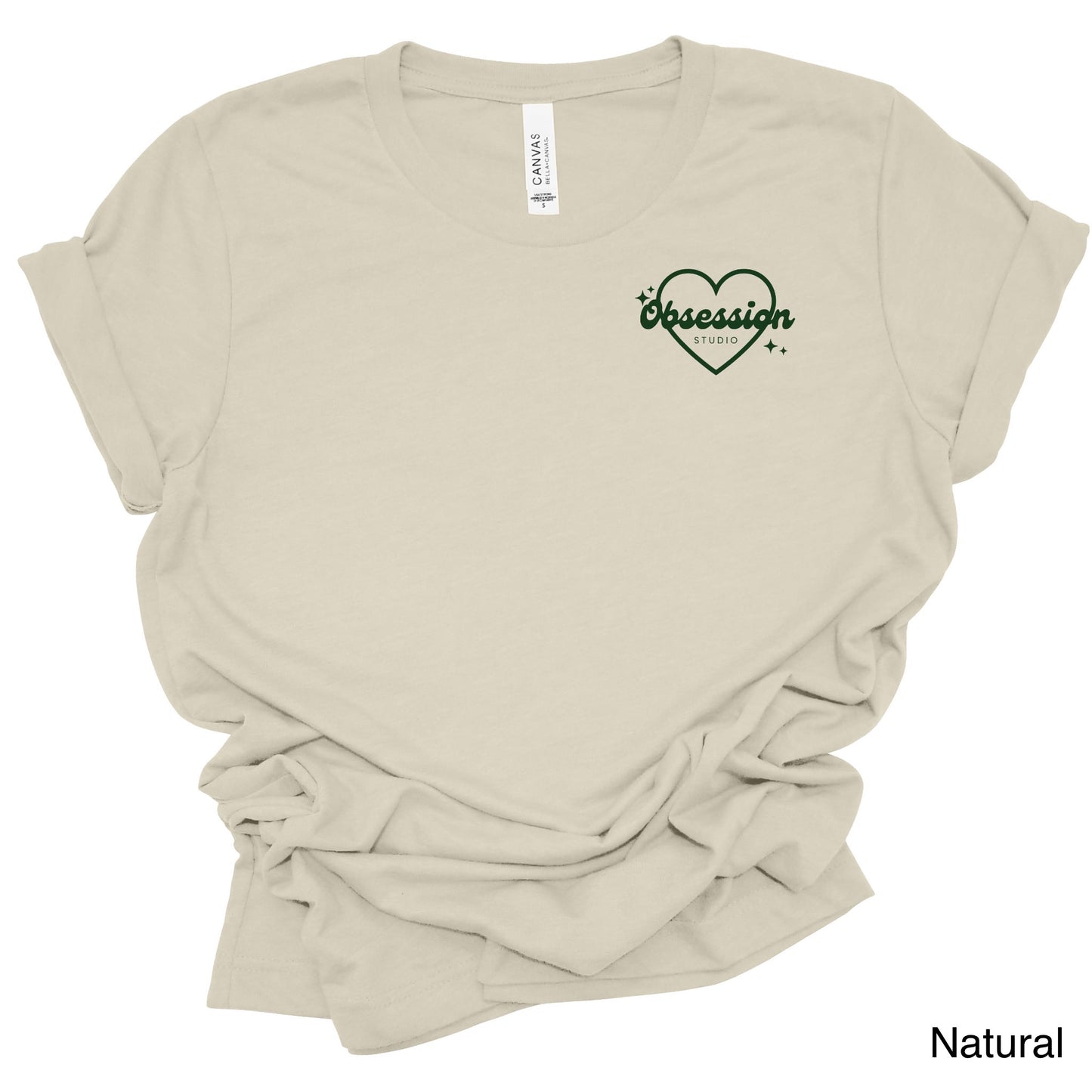 Obsession Studio Heart Front pocket and back logo
